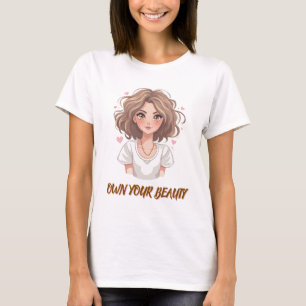 Niedliches Mädchen mit Wavy Hair T-Shirt