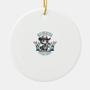 Niedliches Mädchen Pferdereiten Cowgirl Sunset Rid Keramik Ornament