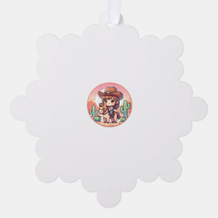 Niedliches Mädchen Pferdereiten Cowgirl Sunset Rid Ornament Karte