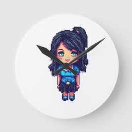 Niedliches Mädchen Runde Wanduhr