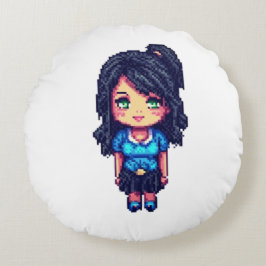 Niedliches Mädchen Rundes Kissen