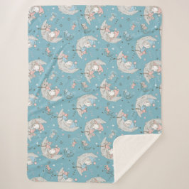 Niedliches Mädchen Schlafen auf dem Mond mit einem Sherpadecke