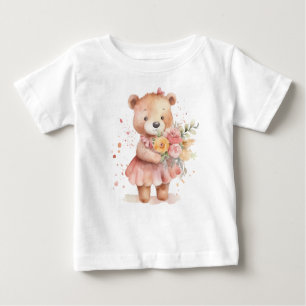niedliches Mädchen Teddy Bär Baby T - Shirt