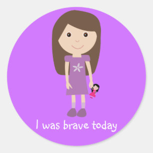 Niedliches Mädchen u. Puppe war ich tapfere Runder Aufkleber