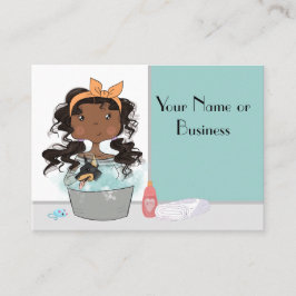 Niedliches Mädchen und Dog Bath Pet Grooming Visitenkarte