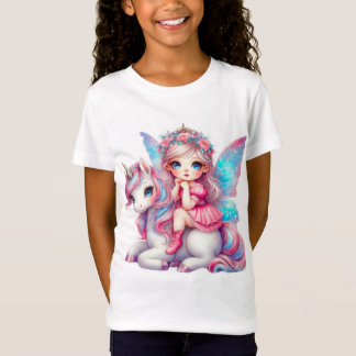 Niedliches Mädchen und Einhorn T-Shirt