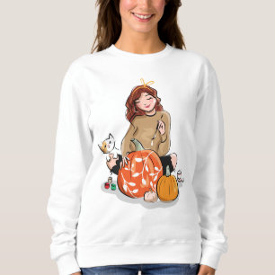 Niedliches Mädchen und Katze Sweatshirt