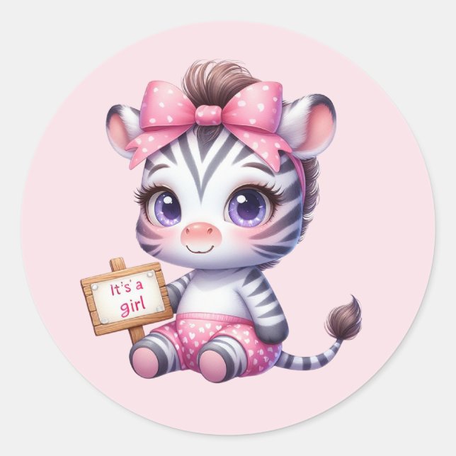 Niedliches Mädchen Zebra Runder Aufkleber (Vorderseite)