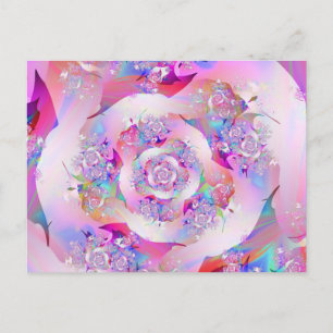 Niedliches Mädchenhaftes Rosa Florales Vektor-Rose Postkarte
