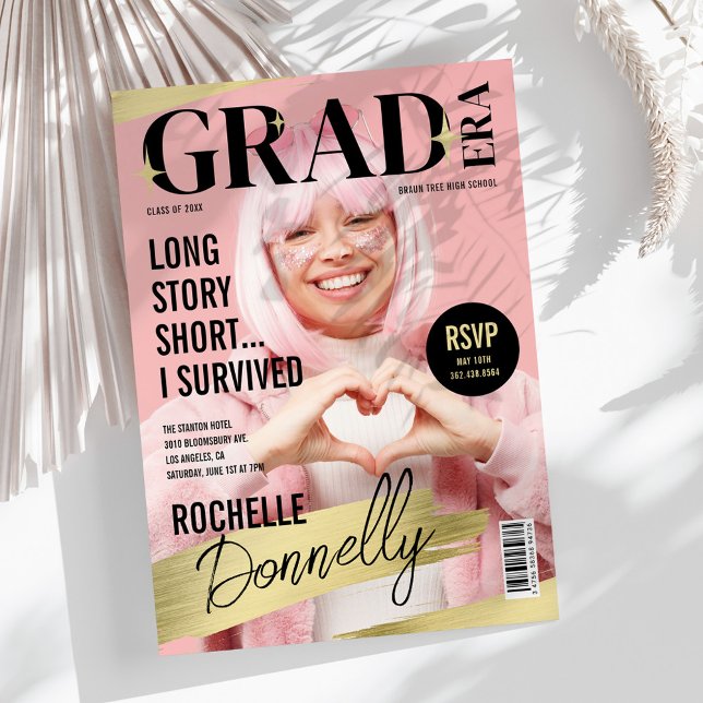 Niedliches Magazin Foto Grad Party Einladung (Von Creator hochgeladen)