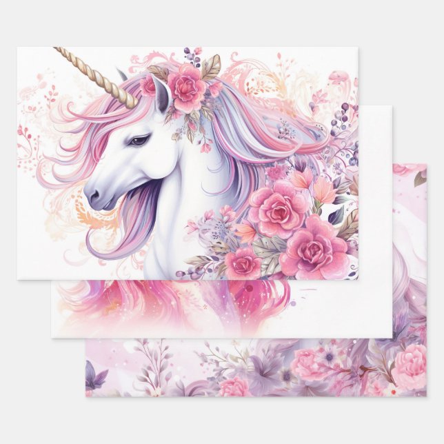 Niedliches magisches Einhorn Geschenkpapier Set (Set)