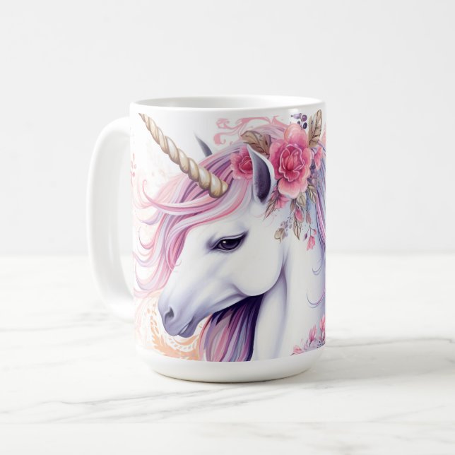 Niedliches magisches Einhorn Kaffeetasse (Vorderseite Links)