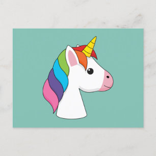 Niedliches magisches Einhorn mit farbenfroher Haar Feiertagspostkarte