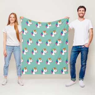 Niedliches magisches Einhorn mit farbenfroher Haar Fleecedecke