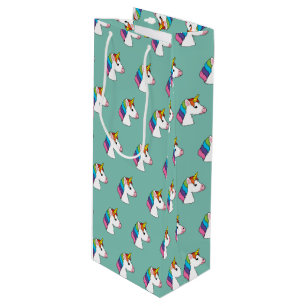 Niedliches magisches Einhorn mit farbenfroher Haar Geschenktüte Für Weinflaschen