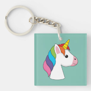 Niedliches magisches Einhorn mit farbenfroher Haar Schlüsselanhänger
