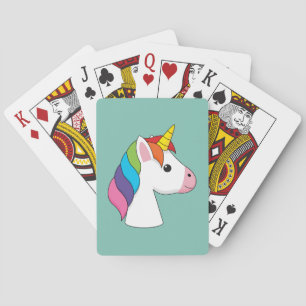 Niedliches magisches Einhorn mit farbenfroher Haar Spielkarten