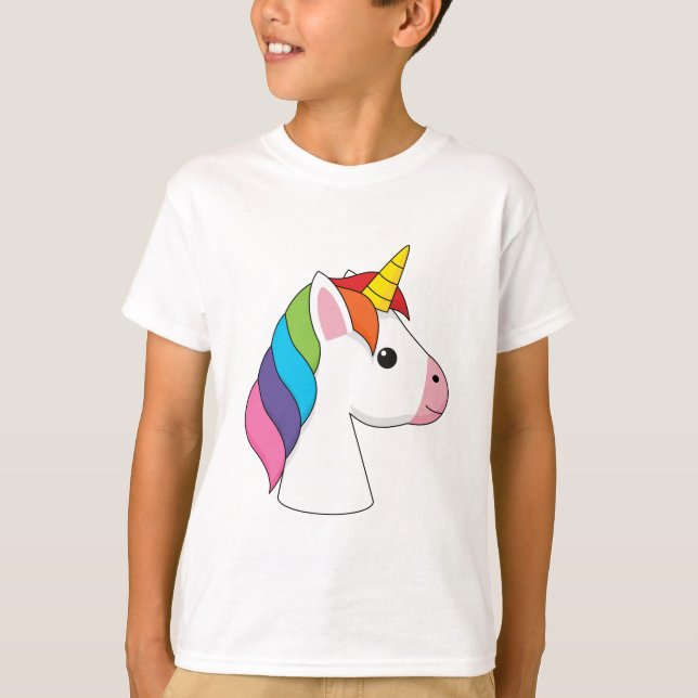 Niedliches magisches Einhorn mit farbenfroher Haar T-Shirt (Vorderseite)