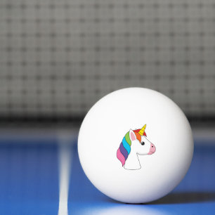 Niedliches magisches Einhorn mit farbenfroher Haar Tischtennisball