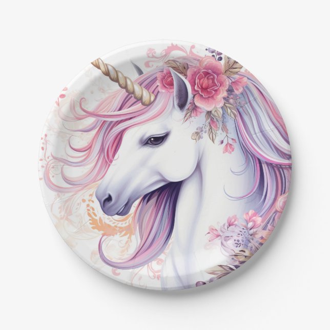 Niedliches magisches Einhorn Pappteller (Vorderseite)