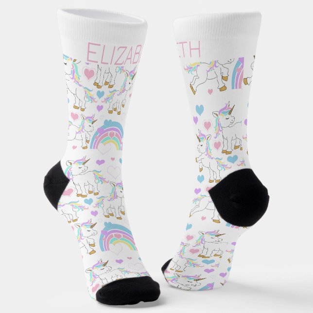 Niedliches magisches Einhorn personalisieren Socken (Gewinkelt)