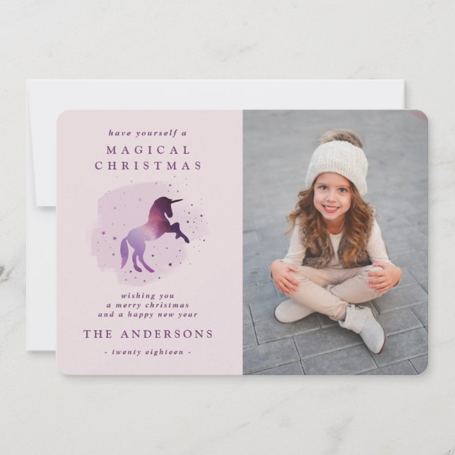 niedliches magisches lila Einhorn Ankündigung (Vorderseite)
