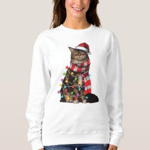 Niedliches Maine Coon Cat Funny Xmas Weihnachtsges Sweatshirt