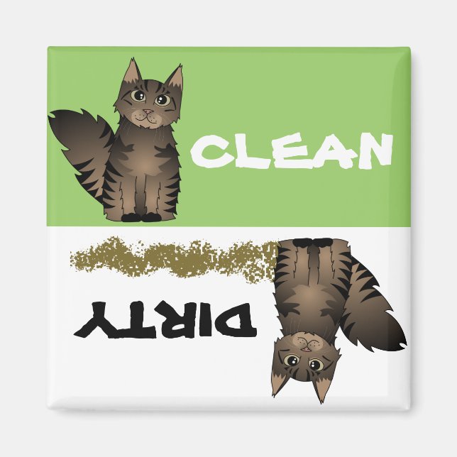 Niedliches Maine Coon Cat Saubere Geschirrspülmasc Magnet (Vorne)