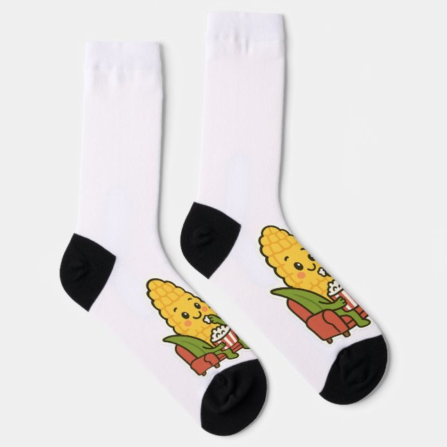 Niedliches Mais-Fernsehen mit Popcorn Socken (Rechts)