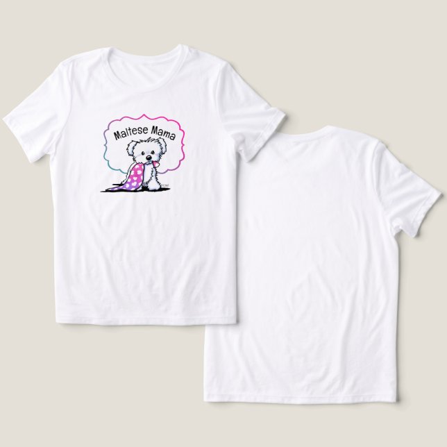 Niedliches maltesisches Hunde Mama Custom Shirt (Design Vorderseite & Rückseite)