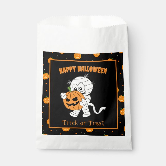 Niedliches Mama beim Wandern mit Halloween Pumpkin Geschenktütchen (Vorderseite)