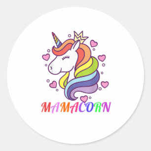 Niedliches Mamacorn Einhorn Mama GeburtstagsOutfit Runder Aufkleber