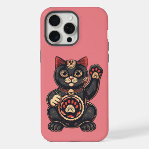 niedliches Maneki Neko Katzenaufdruck auf Japanisc iPhone 15 Pro Max Hülle