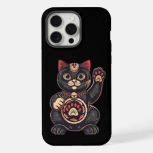 niedliches Maneki Neko Katzenaufdruck auf Japanisc iPhone 15 Pro Max Hülle