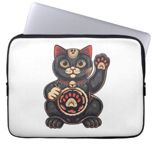 niedliches Maneki Neko Katzenaufdruck auf Japanisc Laptopschutzhülle