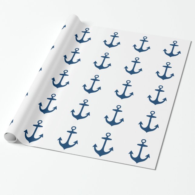 Niedliches Marine-Blau-nautischinspiriertes Geschenkpapier (Ungerollt)