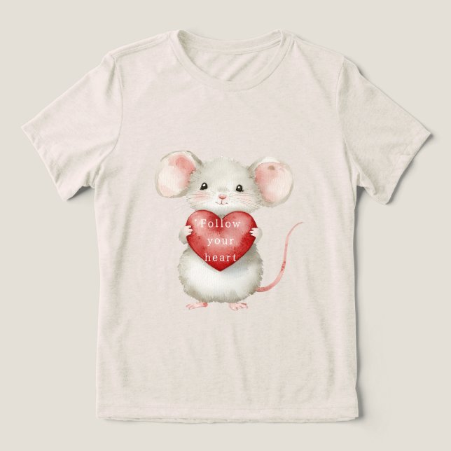 Niedliches Mäuseherherz Tri-Blend Shirt (Design Vorderseite)