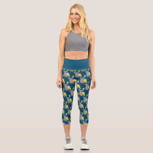 Niedliches Mausmuster Ozeanblau Capri Leggings