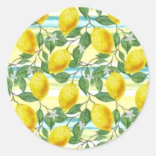 Niedliches mediterranes Sommerlemon Runder Aufkleber