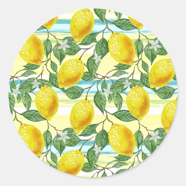 Niedliches mediterranes Sommerlemon Runder Aufkleber (Vorderseite)