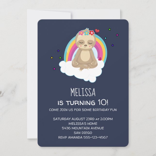 Niedliches Meditieren der Schlampe auf einer Cloud Einladung (Vorderseite)