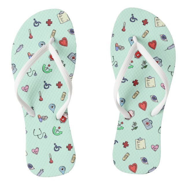Niedliches medizinisches Icon-Muster Flip Flops (Fußbett)