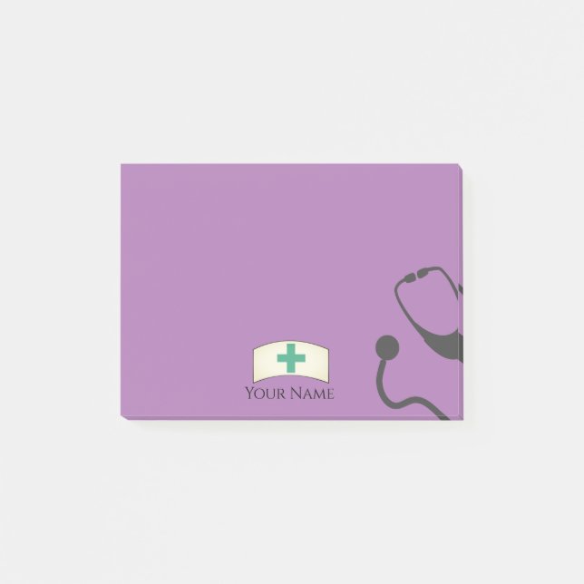 Niedliches medizinisches Stethoskop Personalisiert Post-it Klebezettel (Vorderseite)