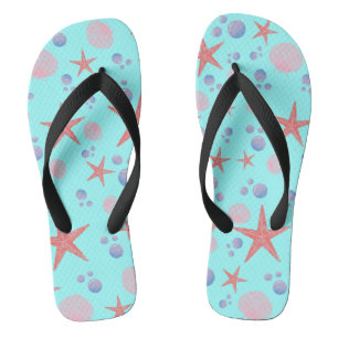 Niedliches Meer Muschel Seestern Küste Summer Ocea Flip Flops