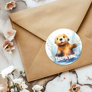 Niedliches Meer Otter in Wasser Danke Personalisie Runder Aufkleber