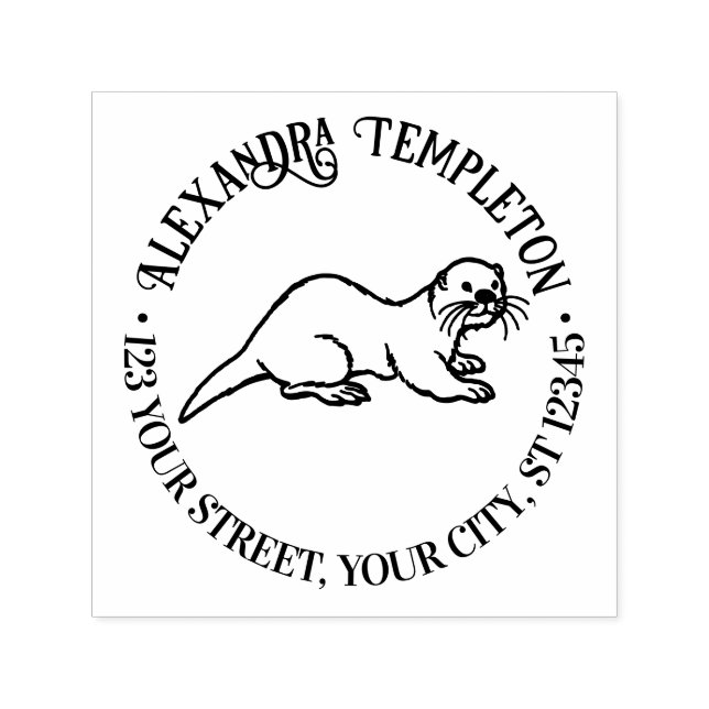Niedliches Meer Otter Rundname Rücksendeadresse Permastempel (Design)