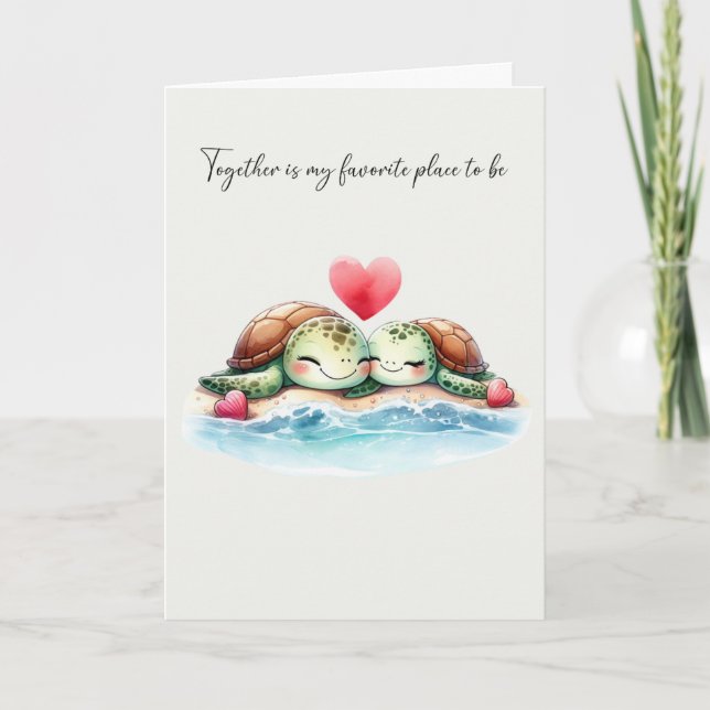 Niedliches Meer Schildkrötenkuchen Valentine Feiertagskarte (Vorderseite)
