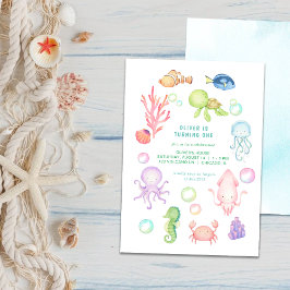 Niedliches Meer Welt Geburtstagsparty Einladun Einladung