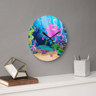 niedliches Meeresfischstrand Große Wanduhr