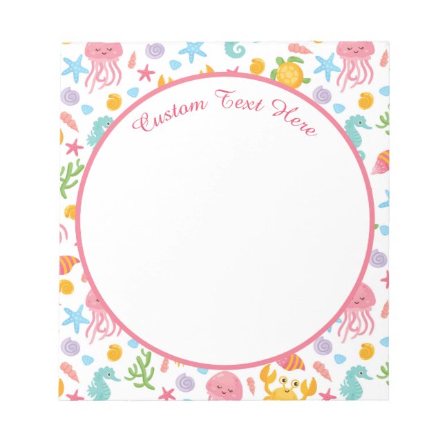 Niedliches Meeresleben Seepferd Starfish Schildkrö Notizblock (Vorderseite)